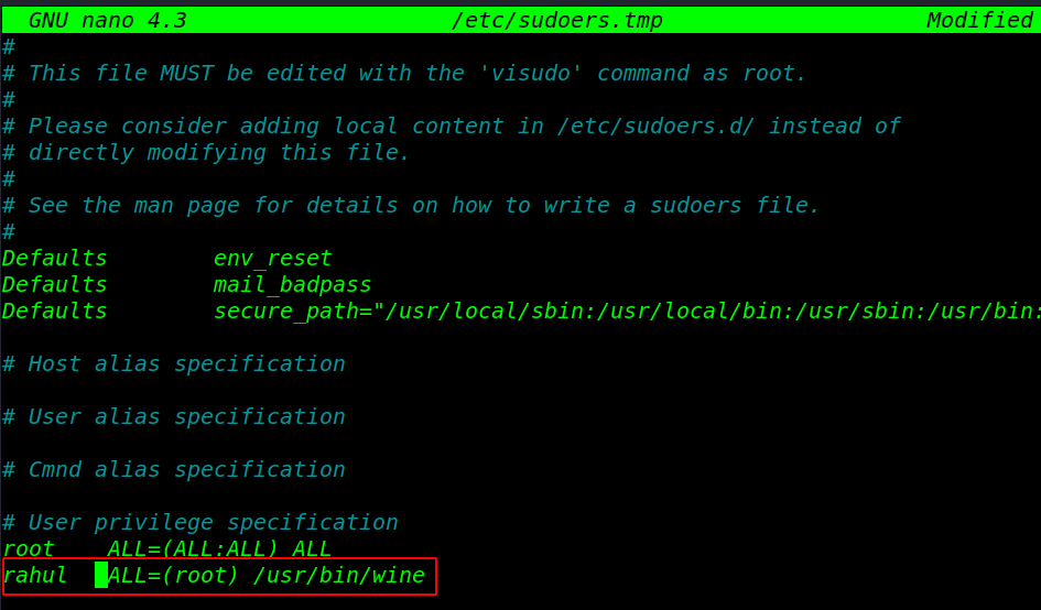 Wine Privilege Escalation