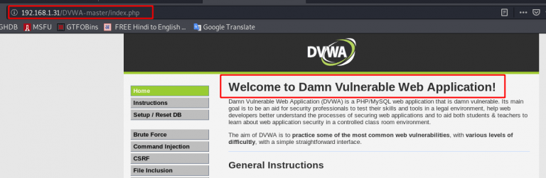 DVWA Setup apache