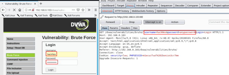 dvwa brute force low level security