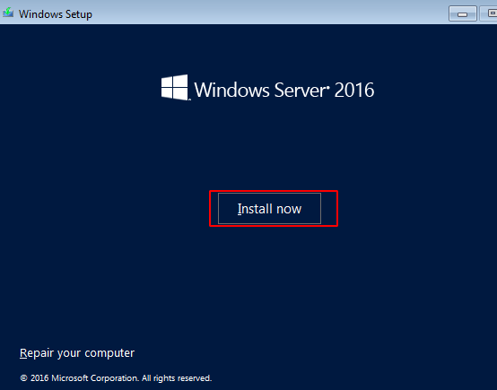 windows server 2016 install