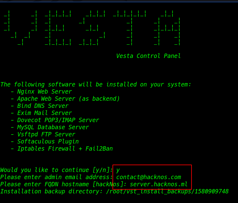 vestacp install on ubuntu server