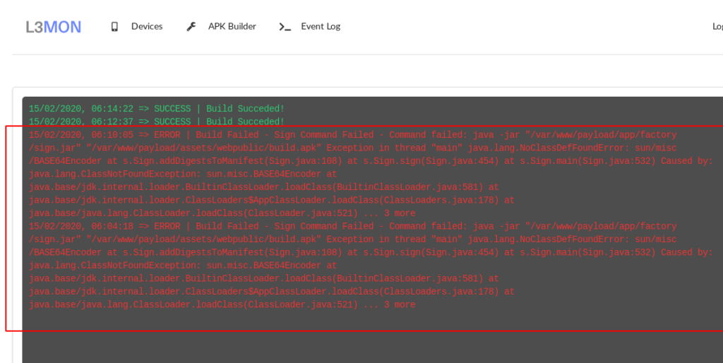 L3MON Payload Build Failed