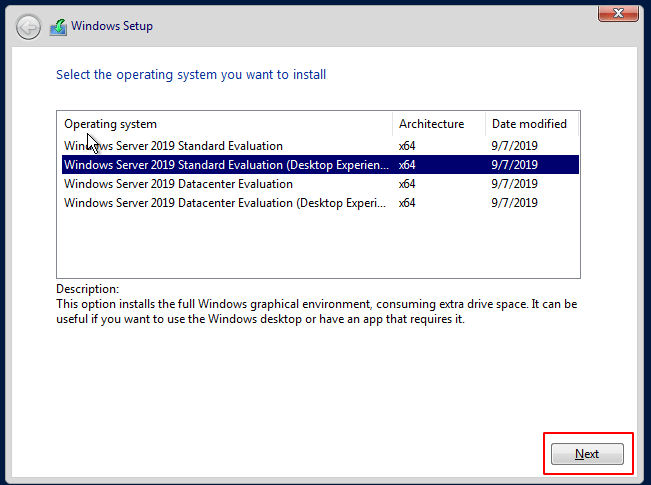 windows server 2019 installation