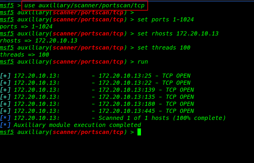 Msfconsole Network Scanning
