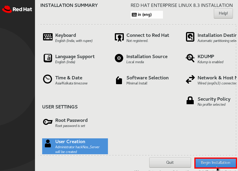 Red Hat Server Installation VirtualBox