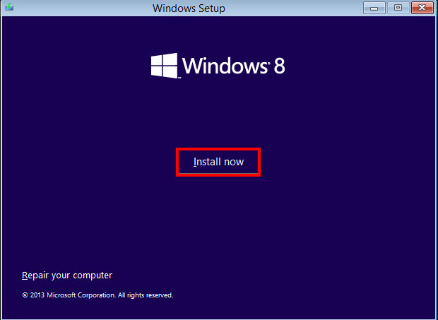 Windows 8 Installation VirtualBox