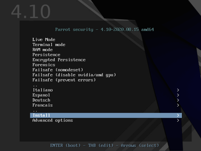 Parrot OS Install on Virtualbox