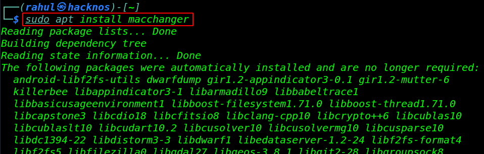 Macchanger in Kali Linux