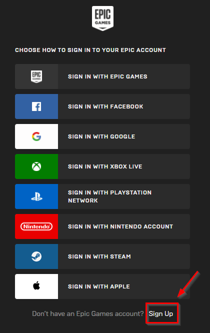 Create Epic Games Account