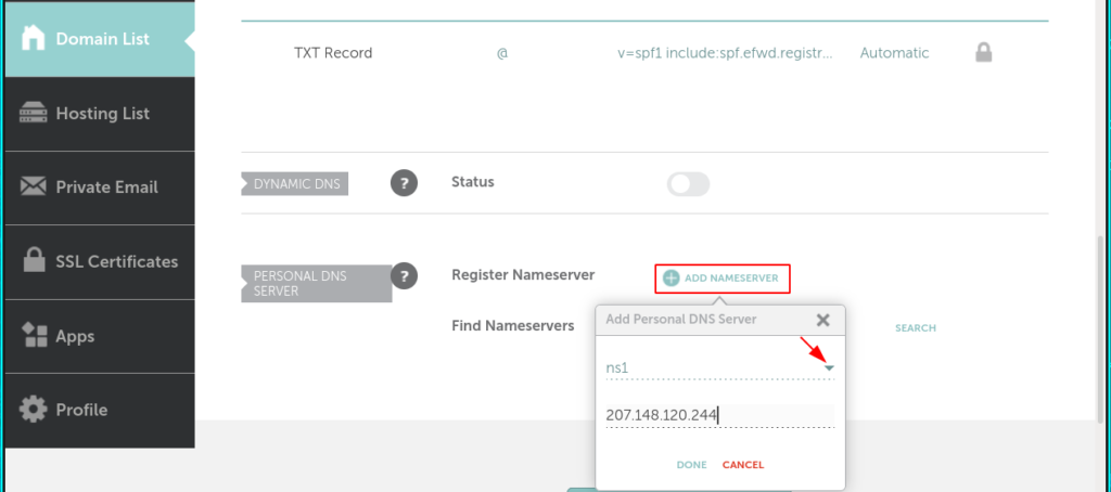CyberPanel NameServer Configure