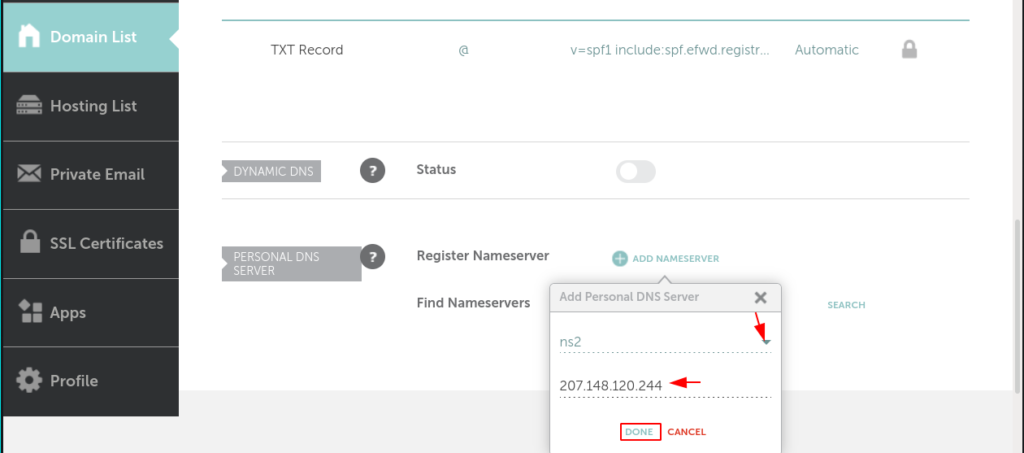 CyberPanel NameServer Configure