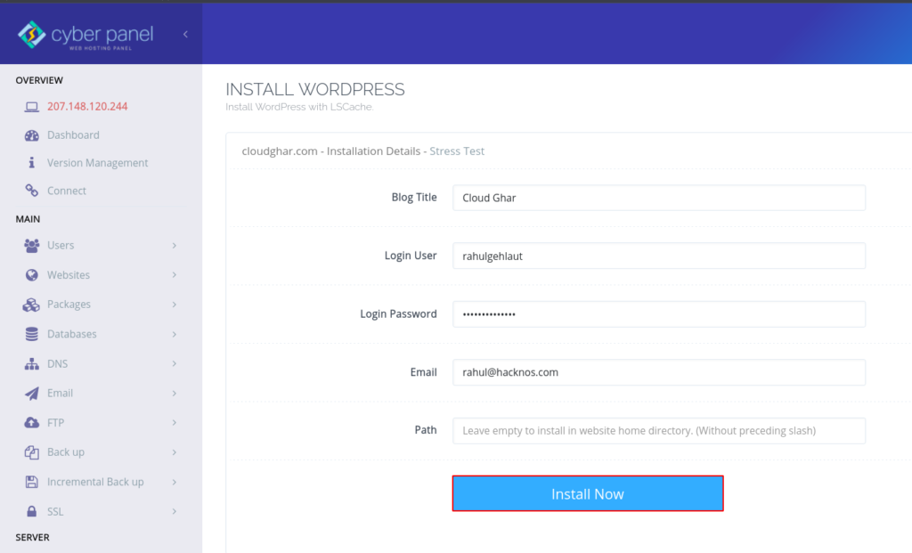 WordPress Install on CyberPanel